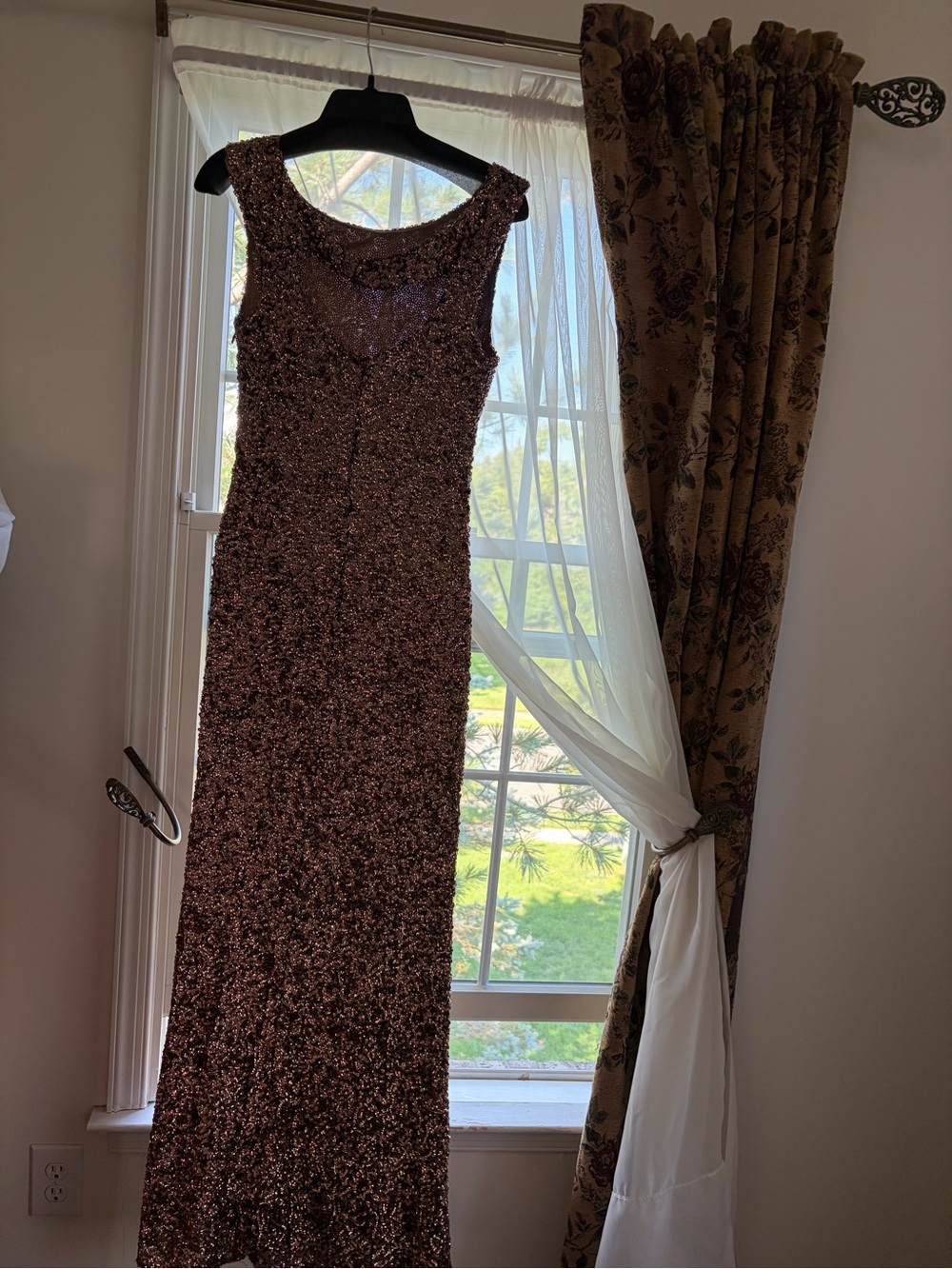 David Meister Golden Sequin Maxi Dress